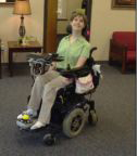 Brantley with computer mount and modified joystick at Voc Rehab 4-24-09 Thumbnail