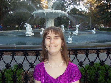 Brantley in front of Forsyth Side Park's Fountain 11-29-13