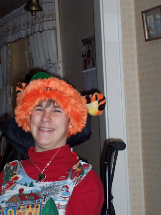 Brantley wearing Tigger Christmas hat 2004  