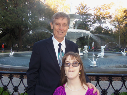 Da and Brantley in front of Forsyth Side Park's Fountain 11-29-13